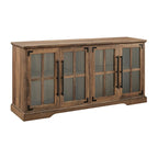 Mobile TV in rovere rustico con ante a vetro a riquadri