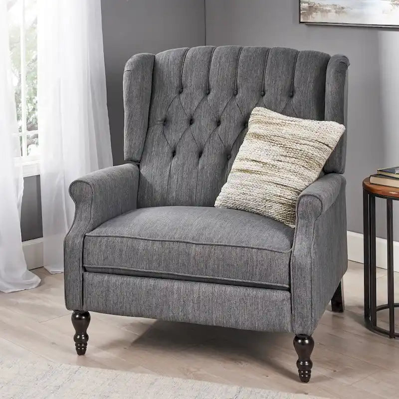 Sillón reclinable de respaldo alado extragrande con capitoné de diamantes