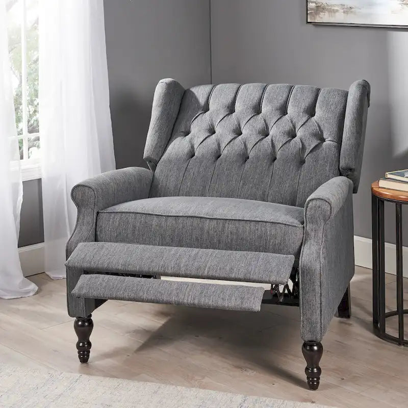 Sillón reclinable de respaldo alado extragrande con capitoné de diamantes
