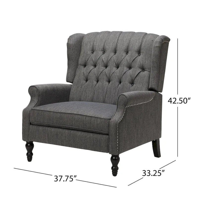 Sillón reclinable de respaldo alado extragrande con capitoné de diamantes