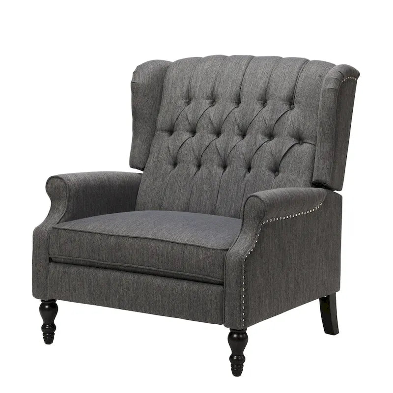 Sillón reclinable de respaldo alado extragrande con capitoné de diamantes