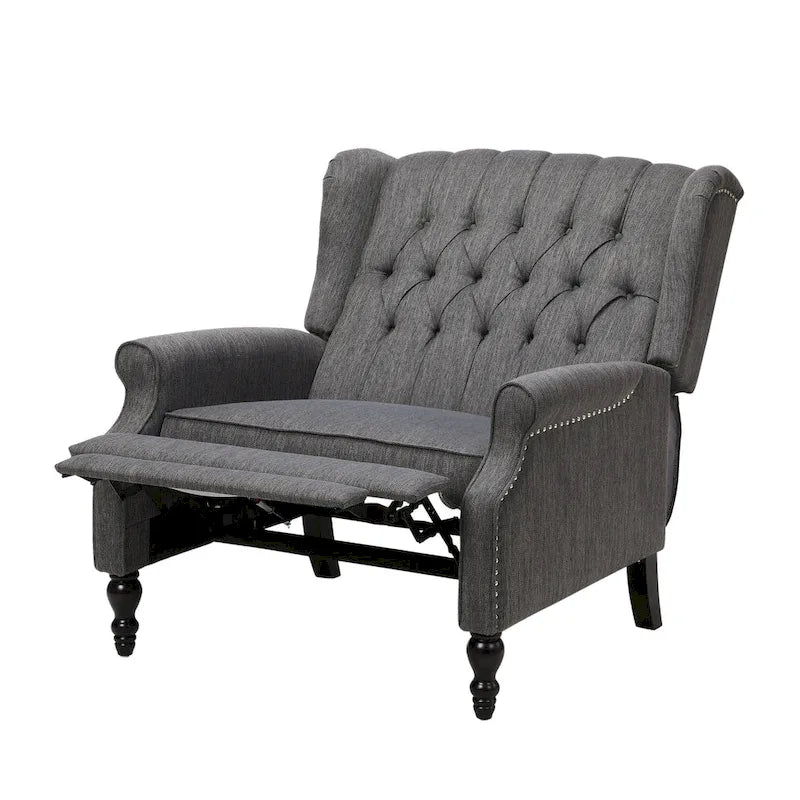 Sillón reclinable de respaldo alado extragrande con capitoné de diamantes