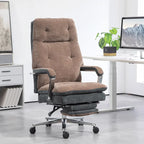 Extra grote fauteuil-bureaustoel met fluweelachtige bekleding en voetensteun