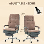 Extra grote fauteuil-bureaustoel met fluweelachtige bekleding en voetensteun