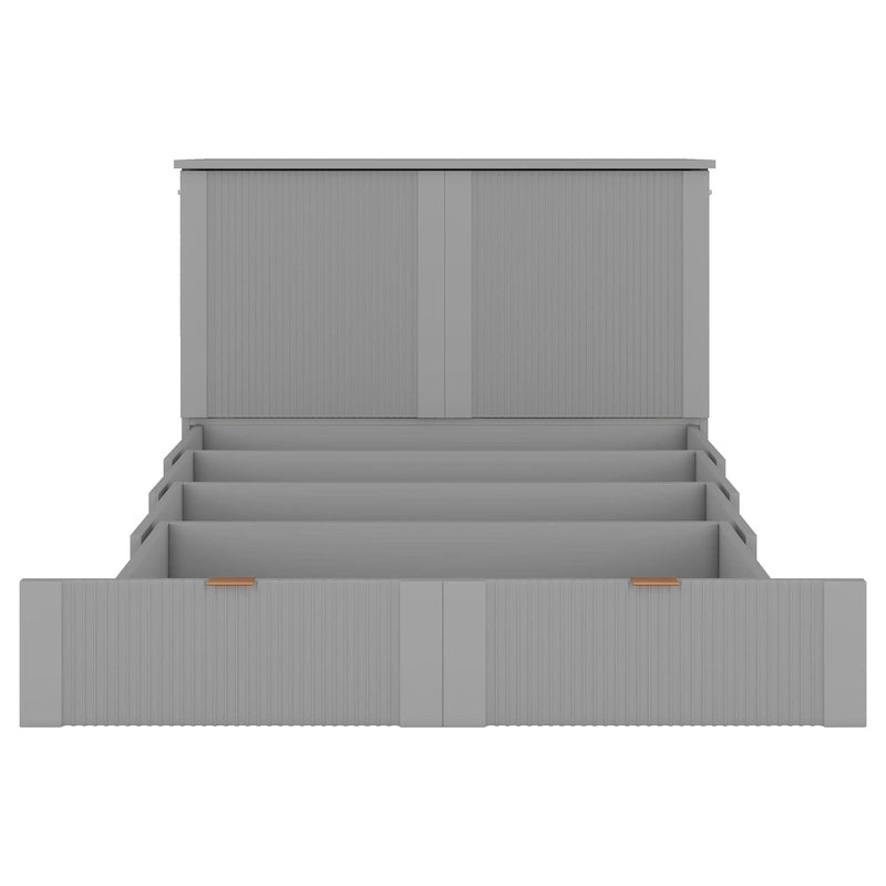 Cama plegable tamaño matrimonial tipo gabinete con almacenamiento y puertos USB