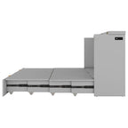 Cama plegable tamaño matrimonial tipo gabinete con almacenamiento y puertos USB