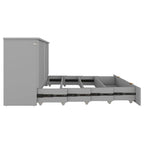 Cama plegable tamaño matrimonial tipo gabinete con almacenamiento y puertos USB