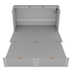 Cama plegable tamaño matrimonial tipo gabinete con almacenamiento y puertos USB