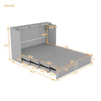 Cama plegable tamaño matrimonial tipo gabinete con almacenamiento y puertos USB