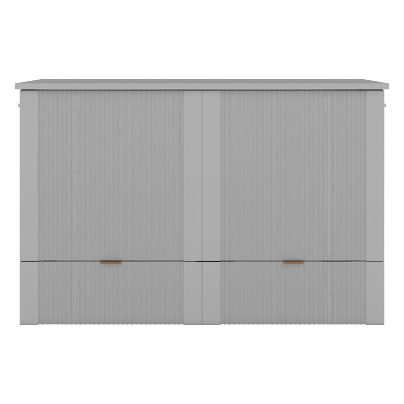 Cama plegable tamaño matrimonial tipo gabinete con almacenamiento y puertos USB