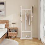 Modern StyleSolid Wood Coat Rack with Standing Hanger, 5 Hanging Rods, Easy to Assemble, for Entrance and Hallway