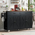 53.5 Farmhouse Kitchen Island With Power Outlet, Kitchen Storage Island With Drop Leaf, Spice Rack And Drawer