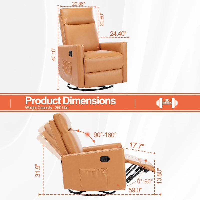 Sillón reclinable giratorio de lino con reposapiés