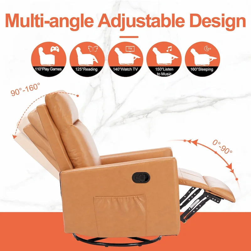 Sillón reclinable giratorio de lino con reposapiés