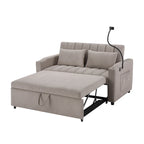 Convertible Loveseat Sofa Bed with USB Ports and Cup Holders