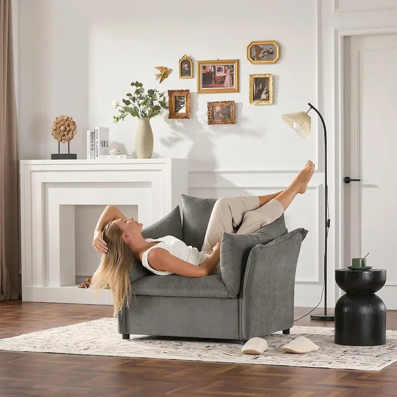 Oversized Chenille Lounge Armchair