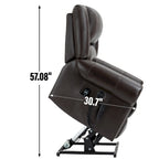 Sillón reclinable elevador eléctrico de doble motor en cuero genuino con calor y masaje