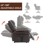 Sillón reclinable elevador eléctrico de doble motor en cuero genuino con calor y masaje