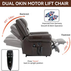 Sillón reclinable elevador eléctrico de doble motor en cuero genuino con calor y masaje