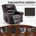 Sillón reclinable elevador eléctrico de doble motor en cuero genuino con calor y masaje