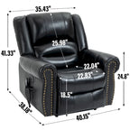 Sillón reclinable elevador eléctrico de doble motor en cuero genuino con calor y masaje