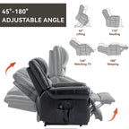 Sillón reclinable elevador eléctrico de doble motor en cuero genuino con calor y masaje