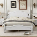 Cama de plataforma de madera color blanco tamaño Queen con cabecera