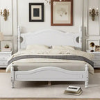 Cama de plataforma de madera color blanco tamaño Queen con cabecera