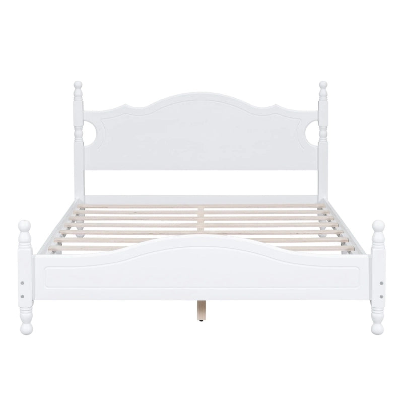 Cama de plataforma de madera color blanco tamaño Queen con cabecera