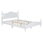 Cama de plataforma de madera color blanco tamaño Queen con cabecera