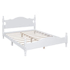 Cama de plataforma de madera color blanco tamaño Queen con cabecera