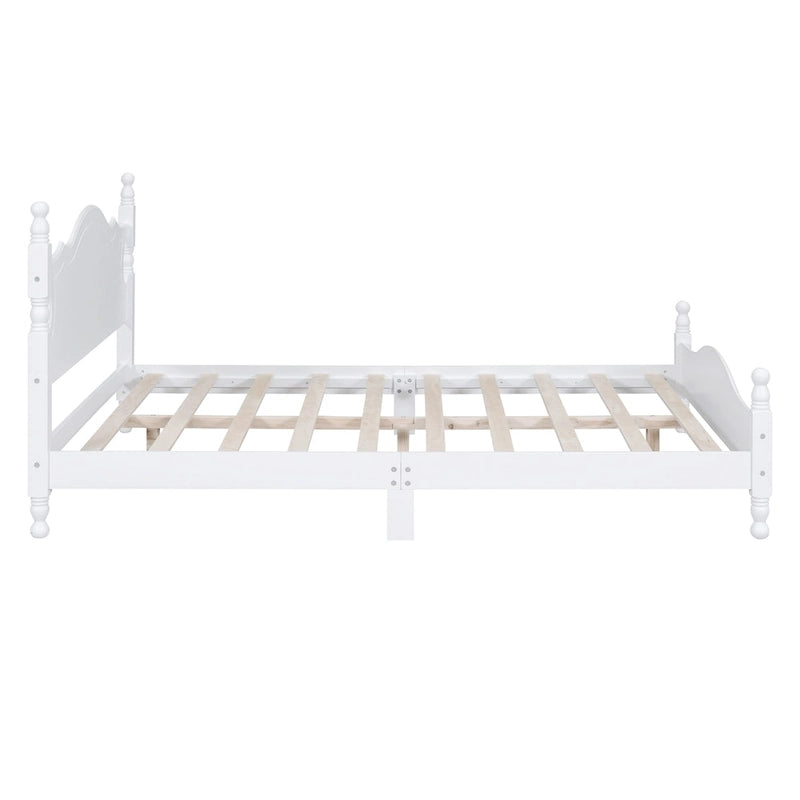 Cama de plataforma de madera color blanco tamaño Queen con cabecera