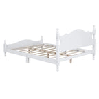Cama de plataforma de madera color blanco tamaño Queen con cabecera
