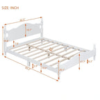 Cama de plataforma de madera color blanco tamaño Queen con cabecera