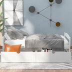 Cama individual con plataforma y dos cajones de almacenamiento