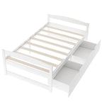 Cama individual con plataforma y dos cajones de almacenamiento