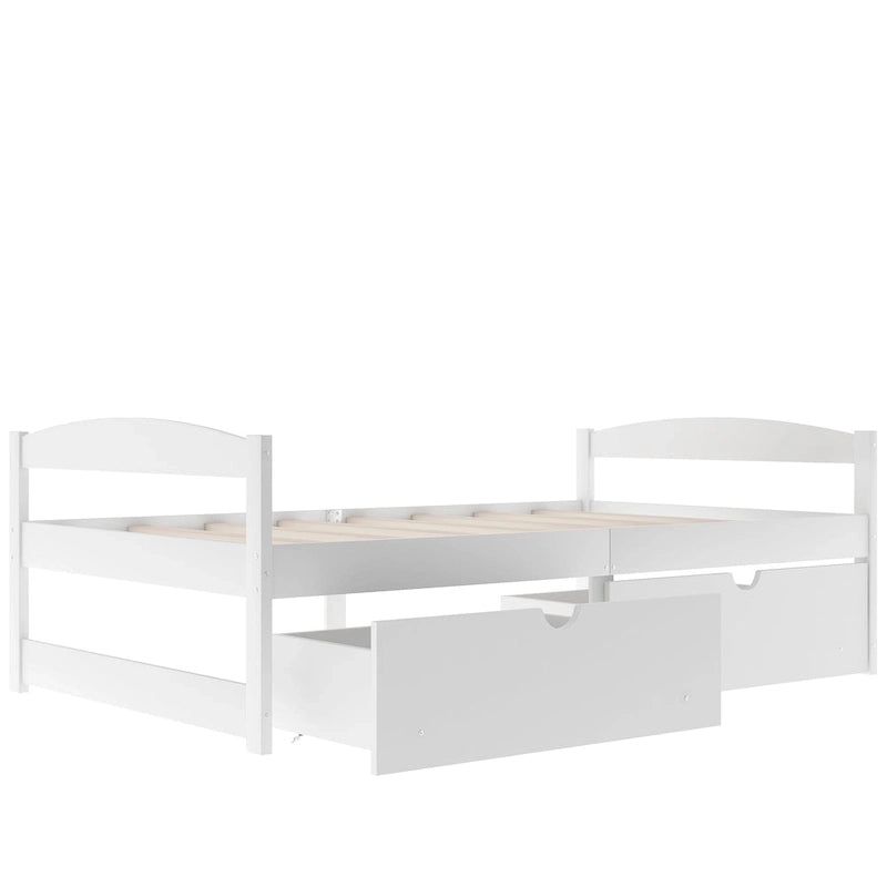Cama individual con plataforma y dos cajones de almacenamiento