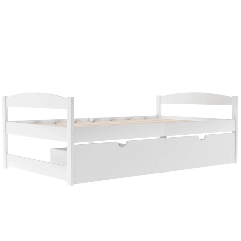 Cama individual con plataforma y dos cajones de almacenamiento