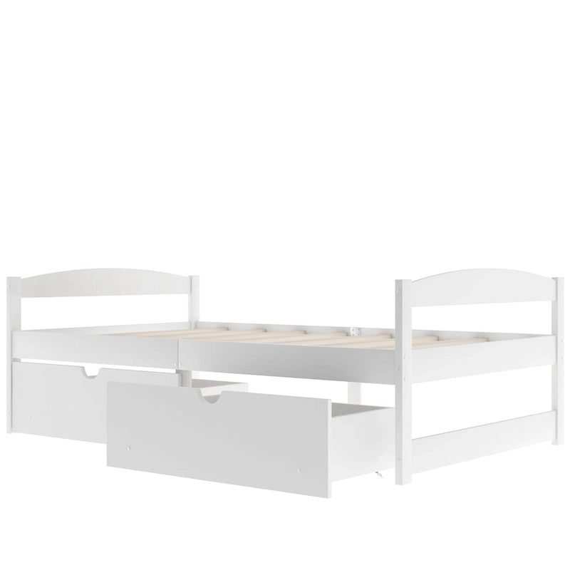 Cama individual con plataforma y dos cajones de almacenamiento