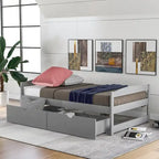 Cama individual con plataforma y dos cajones de almacenamiento