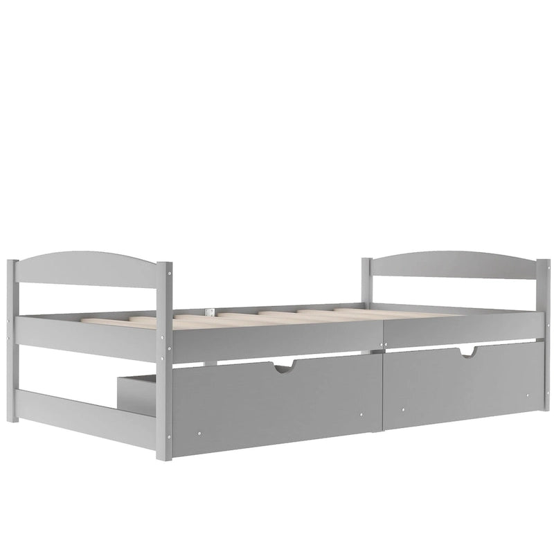 Cama individual con plataforma y dos cajones de almacenamiento