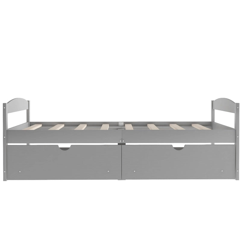 Cama individual con plataforma y dos cajones de almacenamiento