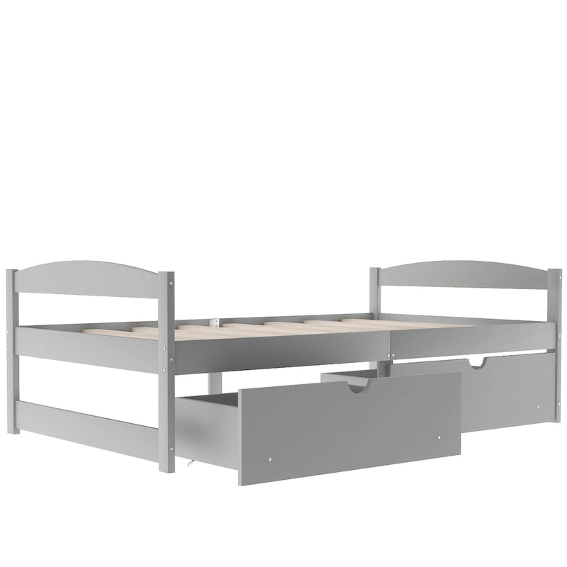 Cama individual con plataforma y dos cajones de almacenamiento