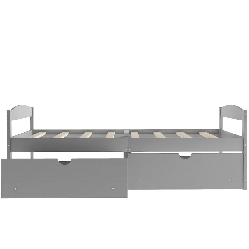 Cama individual con plataforma y dos cajones de almacenamiento