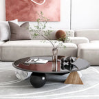 Black Round Tempered Glass Tabletop with Beveled Edge