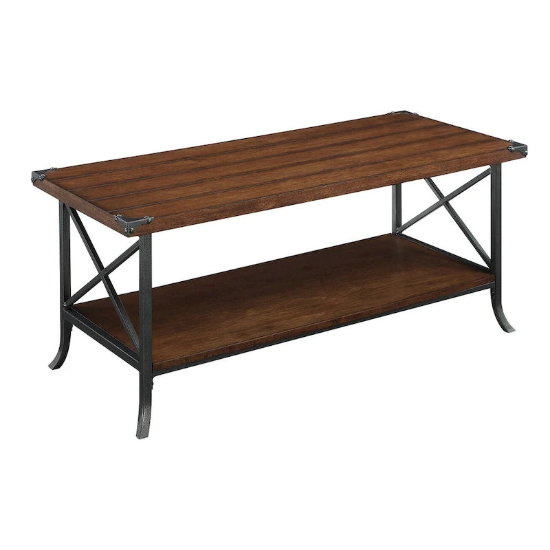 Mesa de centro con estante de almacenamiento y estructura de metal