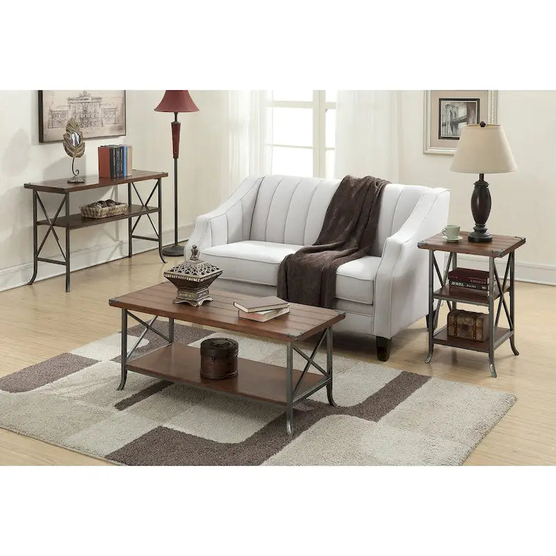 Mesa de centro con estante de almacenamiento y estructura de metal