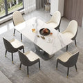 Mesa de comedor rectangular de piedra sinterizada con pedestal en forma de V
