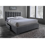 Sarter Contemporary Grid-Tufted Grey Fabric Upholstered Storage Bed with 2-drawer