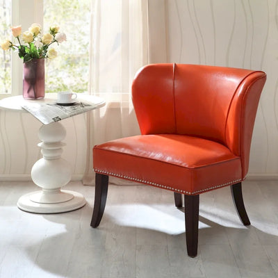 Madison Park Sheldon Orange Concave Back Armless Accent Chair